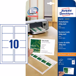 Avery C32011-25, White, Rectangle, 25 sheets, Carton, 200 g/m², Laser/Inkjet