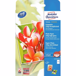 Avery C2550-50, High-gloss, 250 g/m², Inkjet, 10x15 cm, White, 50 sheets