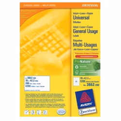 Avery 3652-200, White, Paper, 200 sheets, 70 mm, 42.3 mm, Box