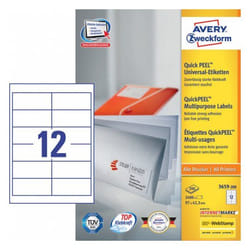 Avery 3659-200 self-adhesive label Rounded rectangle Permanent White 2400 pc(s)