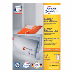 Avery 3659-200 self-adhesive label Rounded rectangle Permanent White 2400 pc(s)