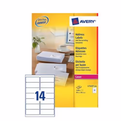 Avery L7163-250, Self-adhesive label, White, Paper, Laser, Permanent, Rounded rectangle