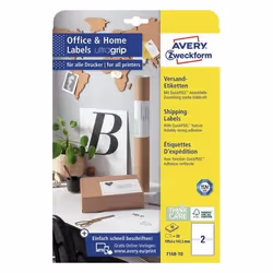 Avery 7168-10, White, Rectangle, Permanent, 199.6 x 143.5 mm, A4, Paper