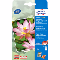 Avery c2553-40, High-gloss, 300 g/m², Inkjet, White, 40 sheets, FSC Mix Credit
