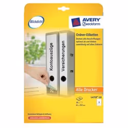 Avery L4759-10, White, Paper, 61 x 297 mm, 30 pc(s), 10 sheets, 210 x 297 mm