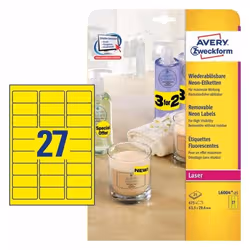 Avery L6004-25 self-adhesive label Rounded rectangle Permanent Yellow 675 pc(s) - Additional view 2