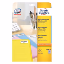 Avery L7658-25, White, Self-adhesive printer label, A4, Paper, Laser/Inkjet, Permanent