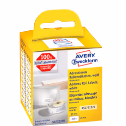 Avery AS0722370, White, Rectangle, Permanent, 28 x 89 mm, Rolle, Paper