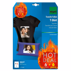 Sigel T1157 A4 Inkjet T-Shirt Transfer for Dark Textile (Pack of 12 Sheets)