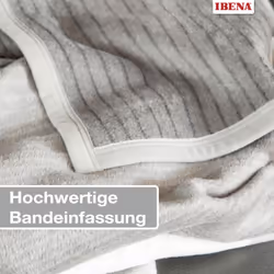 IBENA Granada Throw Blanket  Contemporary Block Striped Jacquard Woven Oversized Cotton Blend Velour in Stone Grey