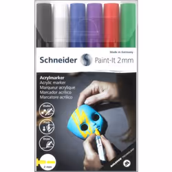 Schneider Schreibgeräte Paint-It marker 6 pc(s) Bullet tip Black, Blue, Green, Purple, Red, White