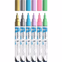 Schneider Schreibgeräte Paint-It, 6 pc(s), Gold, Light Blue, Light Green, Light pink, Purple, Silver, Bullet tip, Gold, Green ...