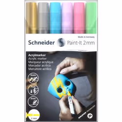 Schneider Schreibgeräte Paint-It marker 6 pc(s) Bullet tip Gold, Light Blue, Light Green, Light pink, Purple, Silver