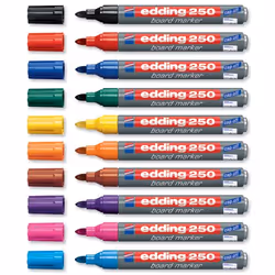 Edding 250, 10 pc(s), Black, Bullet tip, Grey, Multicolour, Aluminium, Round