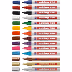 The edding 750 gloss paint markers is the number one solution for shimmering. lacquer-like designs and decorations on smoothe ...