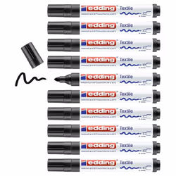 edding 4500 Textile Marker - Black - Box of 10 - Round Nib 2-3 mm - Permanent Fabric Markers for Drawing on Textiles, Wash-Re ...