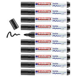 edding 4500 Textile Marker - Black - Box of 10 - Round Nib 2-3 mm - Permanent Fabric Markers for Drawing on Textiles, Wash-Resistant Up To 60 Â°C -