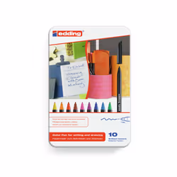 Edding 1200 colourpen, Fine, Black, Blue, Brown, Green, Orange, Pink, Purple, Red, Yellow, Bullet tip, 1 mm, Multicolour, Rou ...