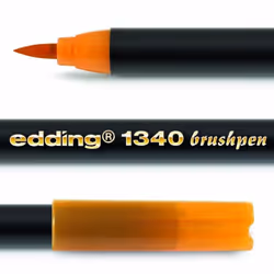 Edding 1340 Artist Brush Felt Fibre Tip Pen - Brush Style Tip - Yellow Ink - Single