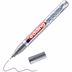 edding 780 gloss paint marker - silver - pack of 1 paint marker - extra-fine round tip 0.8 mm - paint pen for glass, pebbles, ...