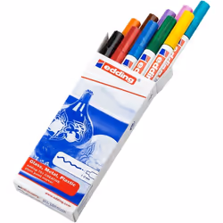 Edding 751, Black, Blue, Brown, Green, Light Blue, Orange, Pink, Red, Violet, Yellow, Multicolour, 10 colours, Bullet tip, 1  ...
