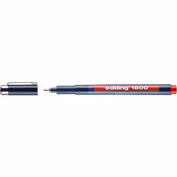 Edding 1800, Capped gel pen, Red, Black, Red, Plastic, Fine, Round