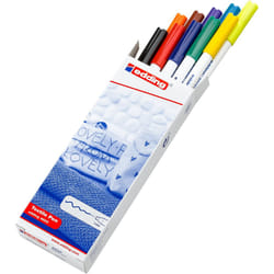 Edding e-4600 Permanent Fabric Pens with Rounded Tips 1 mm Set of 10 Assorted Colours