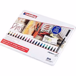 Edding 1300, 20 colours, Brush tip, 2 mm, Multicolour, Round, Water-based ink