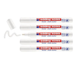 Edding 4095 Chalk Marker Bullet Tip 2-3mm Line White (Pack 5) - 4-4095