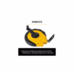 Capsule Tape Measure LBM 2000 Fibreglass, 20 m, Fibreglass Measuring Tape with Metric Scale and Kink Protection, Universal Hook, Shatterproof Capsule,