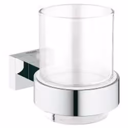 GROHE Essentials Cube, Chrome, Monochromatic, Glass, Single, Wall-mounted, Round