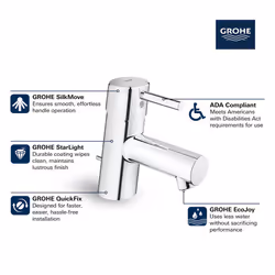 GROHE 34702001 Concetto  Single Hole Single-Handle XS-Size Bathroom Faucet 1.2 GPM  Chrome