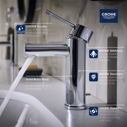 GROHE 3221600A Essence  Single Hole Single-Handle S-Size Bathroom Faucet 1.2 GPM  Chrome
