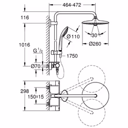GROHE Vitalio Joy System 260 shower system Chrome