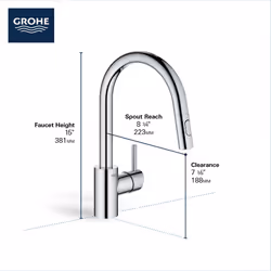 GROHE 32665DC3 Concetto Pull-Down Kitchen Faucet with sprayer Supersteel (Stainless Steel)