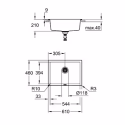 GROHE K700U Top-mounted sink Rectangular Quartz composite