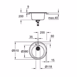 GROHE K200 Top-mounted sink Circle Quartz composite - Additional view 2