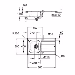 GROHE K200 Top-mounted sink Rectangular Stainless steel - Additional view 4