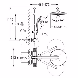 GROHE Vitalio Joy System 260 shower system Chrome