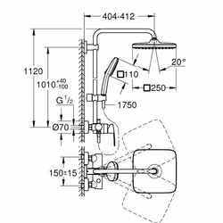 GROHE Vitalio Comfort 250 shower system Chrome - Additional view 5