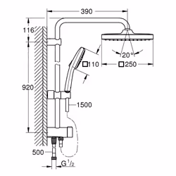 GROHE Vitalio Comfort 250 shower system Chrome - Additional view 5