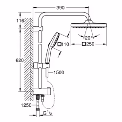 GROHE Vitalio Comfort 250 shower system Chrome - Additional view 5