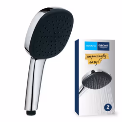 Vitalio Comfort 110 - Hand Shower for High Pressure (Square 11 cm Shower Head, 2 Sprays: Rain and Jet, Anti-Limescale System, ...