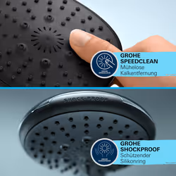 Vitalio Comfort 110 - Hand Shower for High Pressure (Square 11 cm Shower Head, 2 Sprays: Rain and Jet, Anti-Limescale System, Silicone Ring, Universal