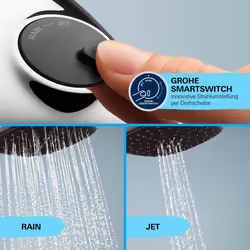 Vitalio Comfort 110 - Hand Shower for High Pressure (Square 11 cm Shower Head, 2 Sprays: Rain and Jet, Anti-Limescale System, Silicone Ring, Universal