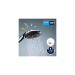 Vitalio Start 110 - Hand Shower (Round 11 cm Shower Head, 2 Sprays: Rain & Jet, Anti-Limescale System, Silicone Ring & Scalding Protection, Universal