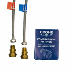GROHE 127804 Pair of Adaptors for UK Fittings 15mm Compression by 3/8 Inch BSP Male Thread, Brass