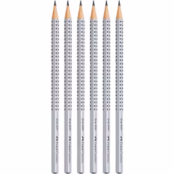 Faber-Castell Grip 2001Â Pack of 6Â Pencils silber 2B