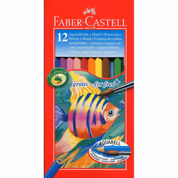 Faber-Castell Water Colour Pencils with Brush (Pack of 12 Pencils)