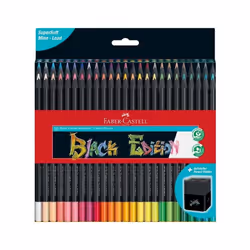 Faber-Castell Colouring Pencils Black Edition, Set of 50 tin of 12, (116450)